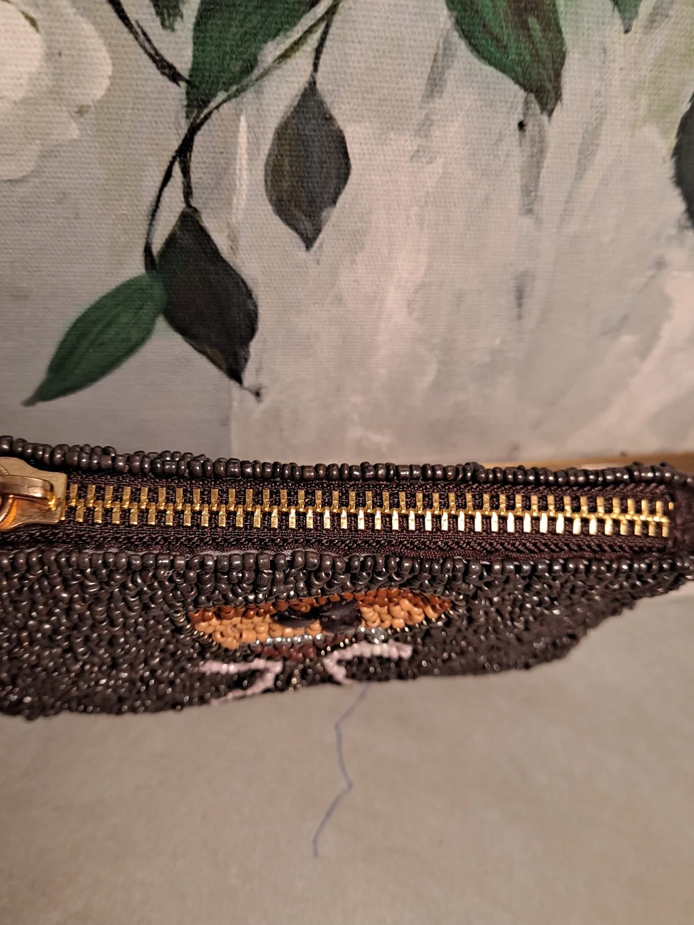 Sincerely Jules Heavily Beaded Espresso Martini Wristlet Clutch Brown Pink Purse